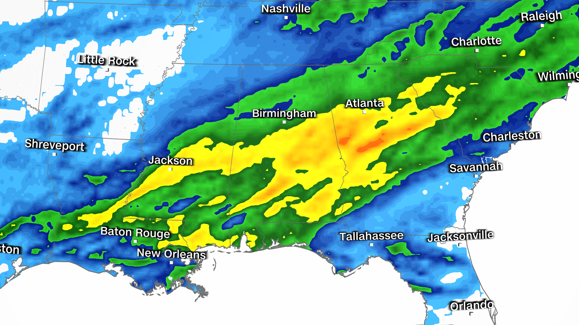 Strong storms are sweeping through the South with dangerous flooding and possible tornadoes